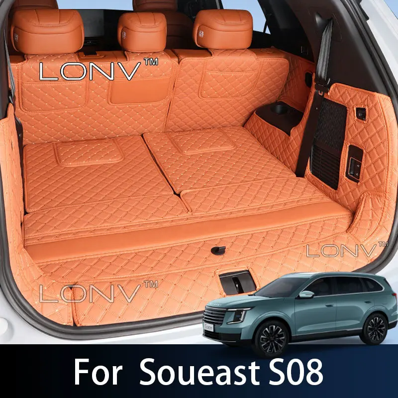 For for Soueast S08 DM S08 i-DM 2026 2027 2025 Car Rear Trunk Mats Full Coverage Leather Cargo Liner Boot Carpets Accessories