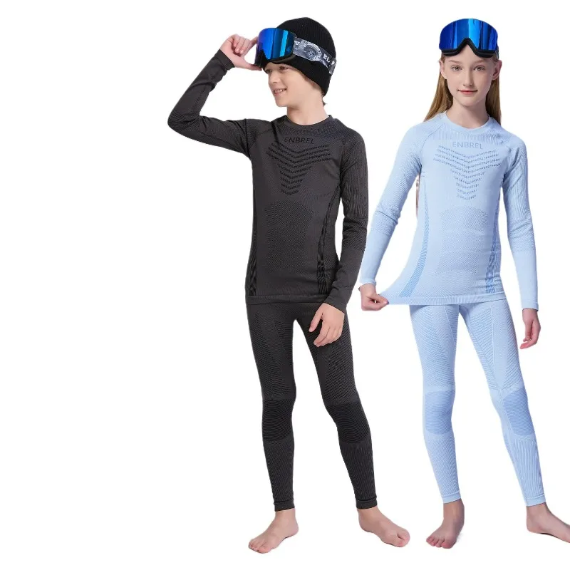 Children's Thick Sports Quick Drying Set Skiing, Running, Sweating, Moisture Absorbing, Breathable and Warm Underwear