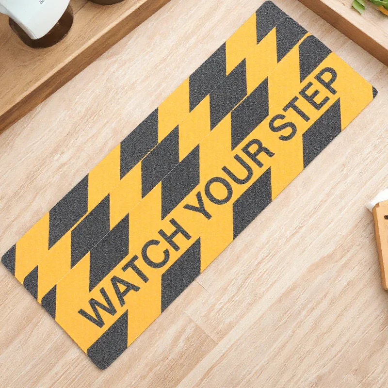 

3pcs Anti slip PVC Tape 15cmx60cm Black Yellow WATCH YOUR STEP Stickers for Stairs Safety Warning Grip Floor Signs