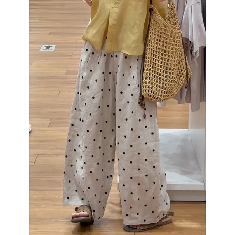 Qui sec glace soie taille élastique pantalons décontractés femmes été 2025 nouveau japonais Sle paresseux drapé longueur de plancher pantalon