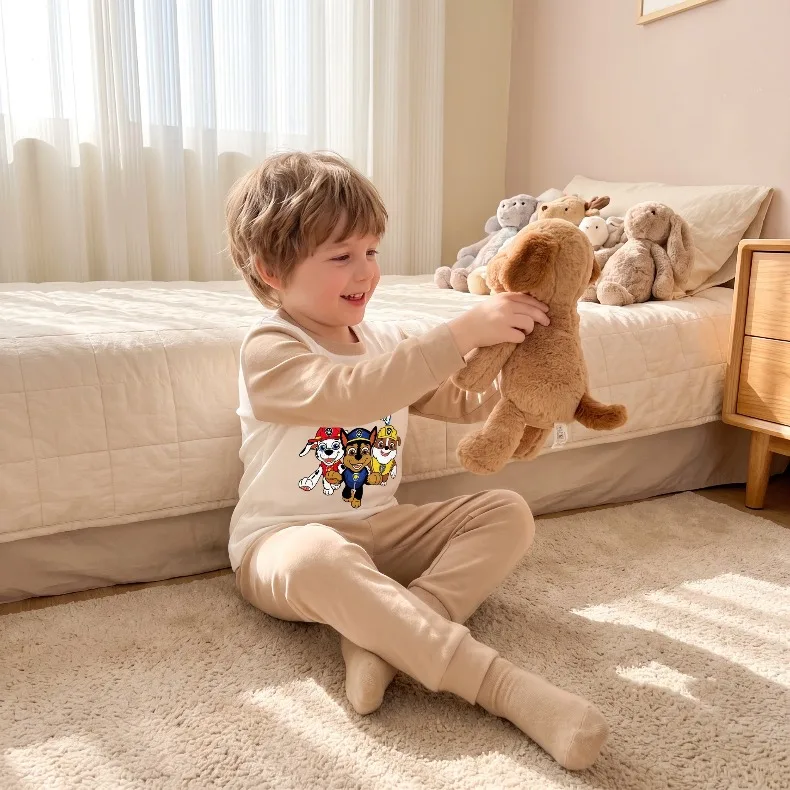 Herbst-Winter Verdickte Warme Jungen-Freizeitkleidung mit Langen Ärmeln, Paw Patrol Bedruckte Weiche Kinder-Pyjamas, Kinderschlafanzug – Detail 3