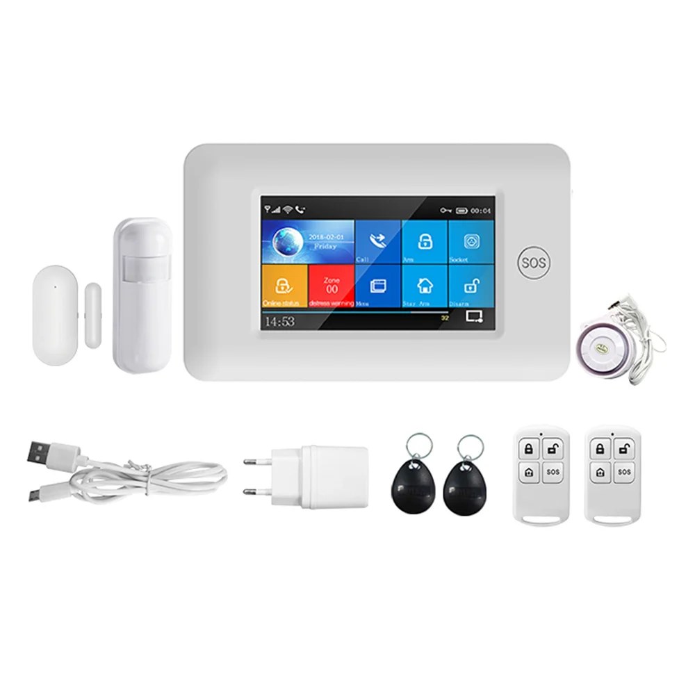 4.3 Inch Big Screen  Tuya Smart Life  WIFI+GSM/4G  Burglar Alarm System Touch Keypad Home Security Alarm Sensor Motion Detector