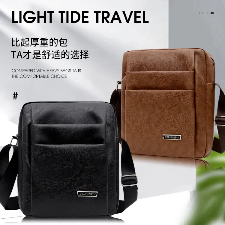 2024 New Retro Fashion Men PU Leather Messenger Shoulder Bags Business Crossbody Casual Large Capacity Bag Male Casual Vintage