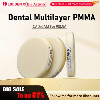 Dental Lab material CAD/CAM open milling system LODDEN multilayer PMMA 98MM PMMA blank dentist materials denture material