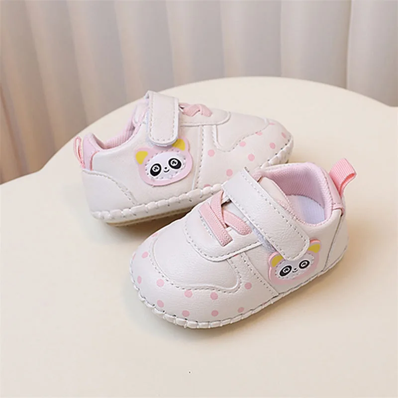 เด็กวัยหัดเดินเด็กทารกเด็กหญิงสังเคราะห์หนังแบนรองเท้าฤดูใบไม้ผลิฤดูใบไม้ร่วงการ์ตูนสัตว์รูปแบบ Anti-SLIP Soft Sole รองเท้าเด็กทารก