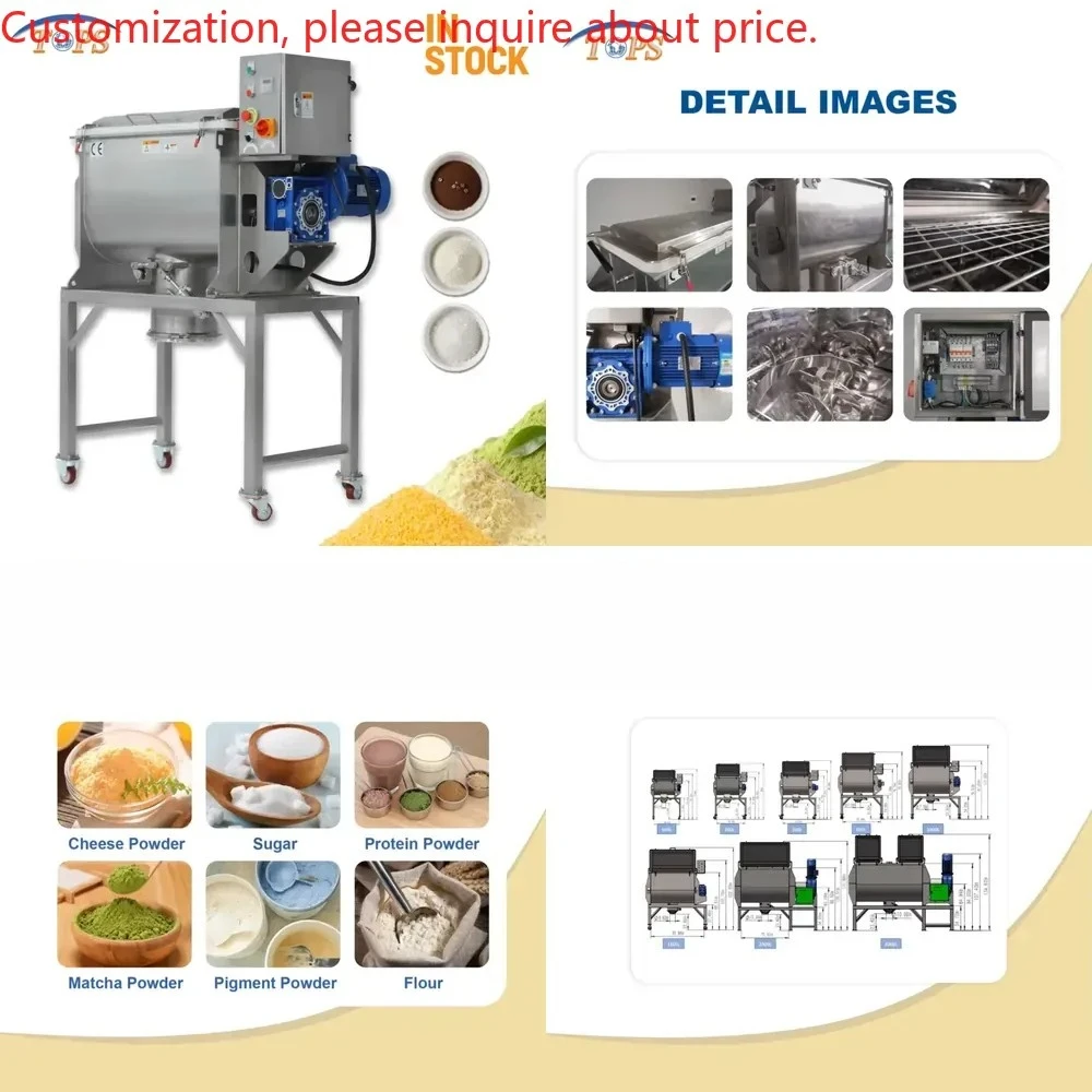 Food Standard Horizontal Ribbon Mixer 1000L with Servo Motor Gear for Coffee Cocoa Herbs Fruits Vegetables Dry Powder