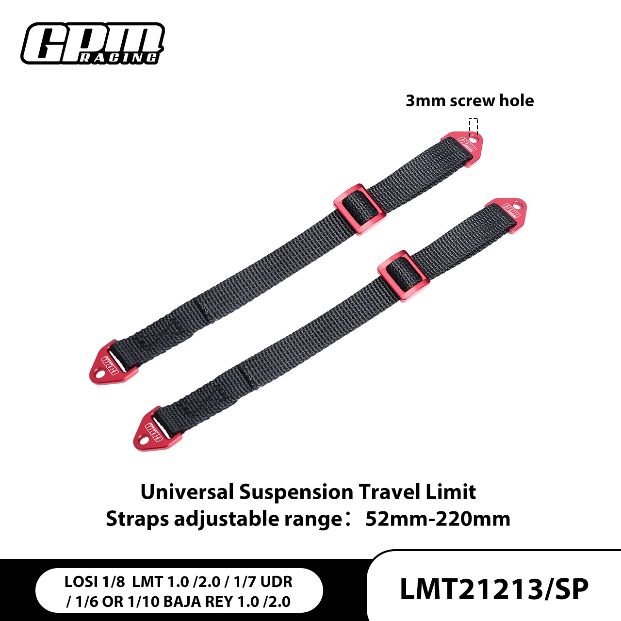 GPM Suspension Travel Limit Strap LOSI 1/8 LMT Baja Rey 1.0/2.0 UDR RBX Rock Rey