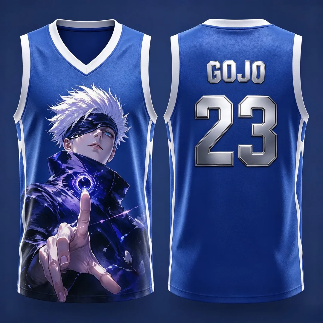 Camiseta de Baloncesto Jujutsu Kaisen Gojo Satoru Número 23, Camiseta sin Mangas para Hombre y Mujer, Camiseta Deportiva con Estampado 3D de Anime, Ropa Deportiva Urbana
