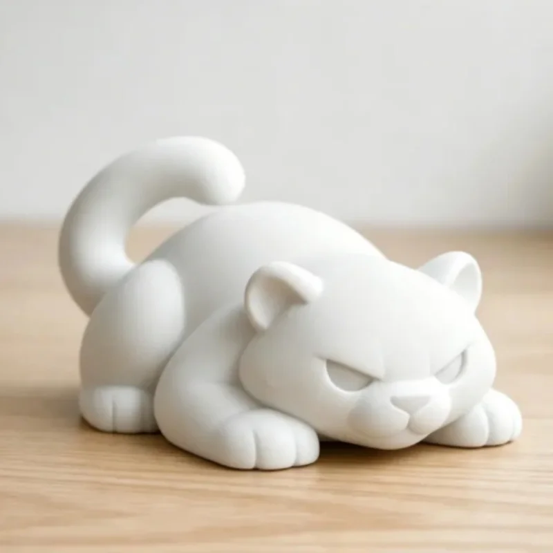 Modern 3D Printed Crouching Leopard Statue Cute Angry Panther Sculpture Minimalist Animal Figurine Desktop Ornament Gift