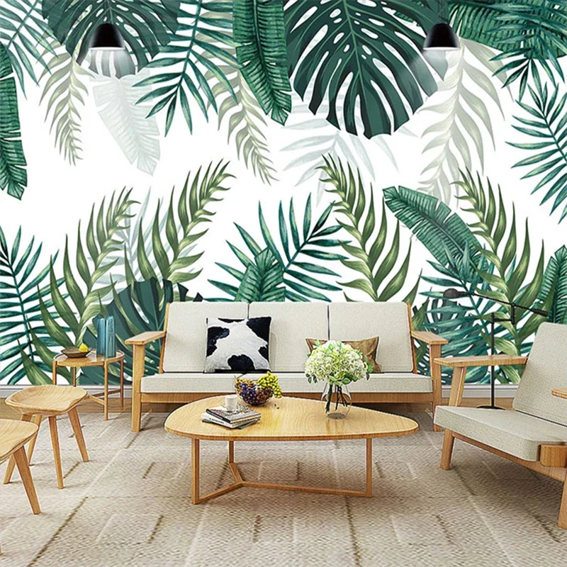 

Custom Tropical Rainforest Plant 3D Wall Painting Green Banana Leaf Photo Wallpaper For Living Room Dining Decoration Mural Art