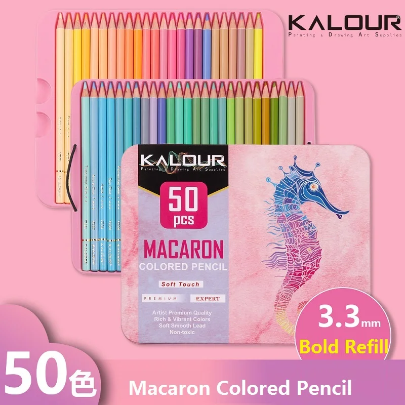 KALOUR 50 Colored Pencil Set Lápices Art Supplies 색연필 Professional Drawing Sketch Shadows Painting Applicable Adult Beginners