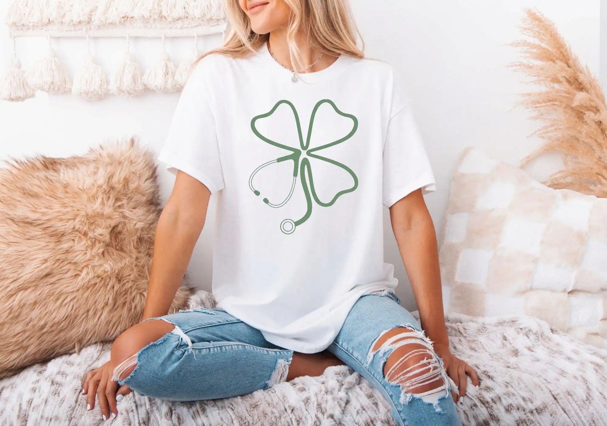 

Shamrock Stethoscope T shirt St Patricks Day Nurse Shenanigan Irish for RN