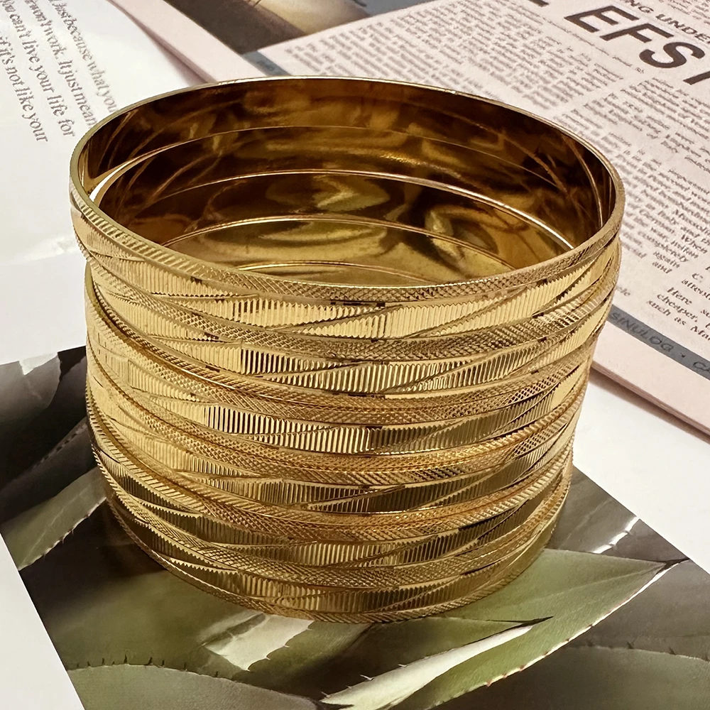 New Arrival Cuff Bracelet 24K Gold Color Dubai French African Bangle Women Bridal Wedding Party Charm Jewelry