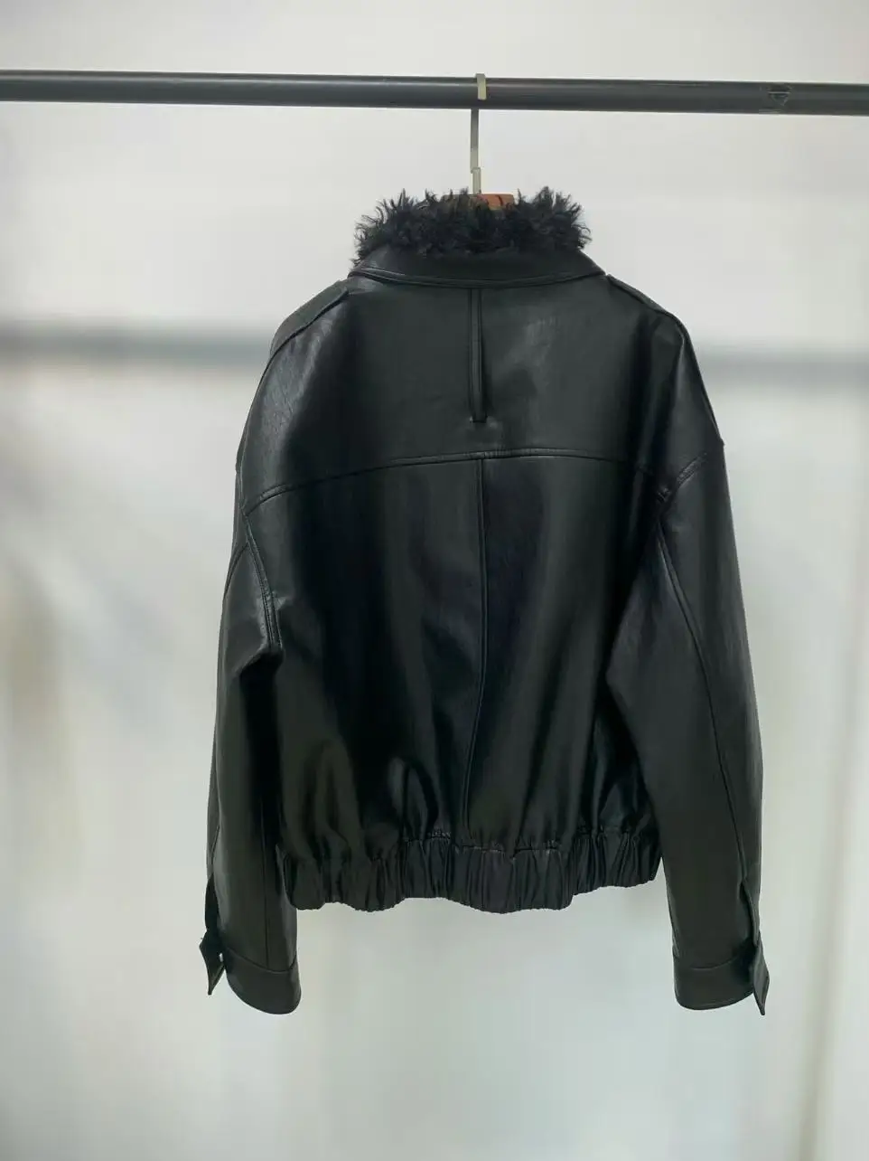 2026 Autumn/Winter New Style Retro Loose Adjustable Fur Collar Eco-Friendly Leather Pilot Jacket Coat