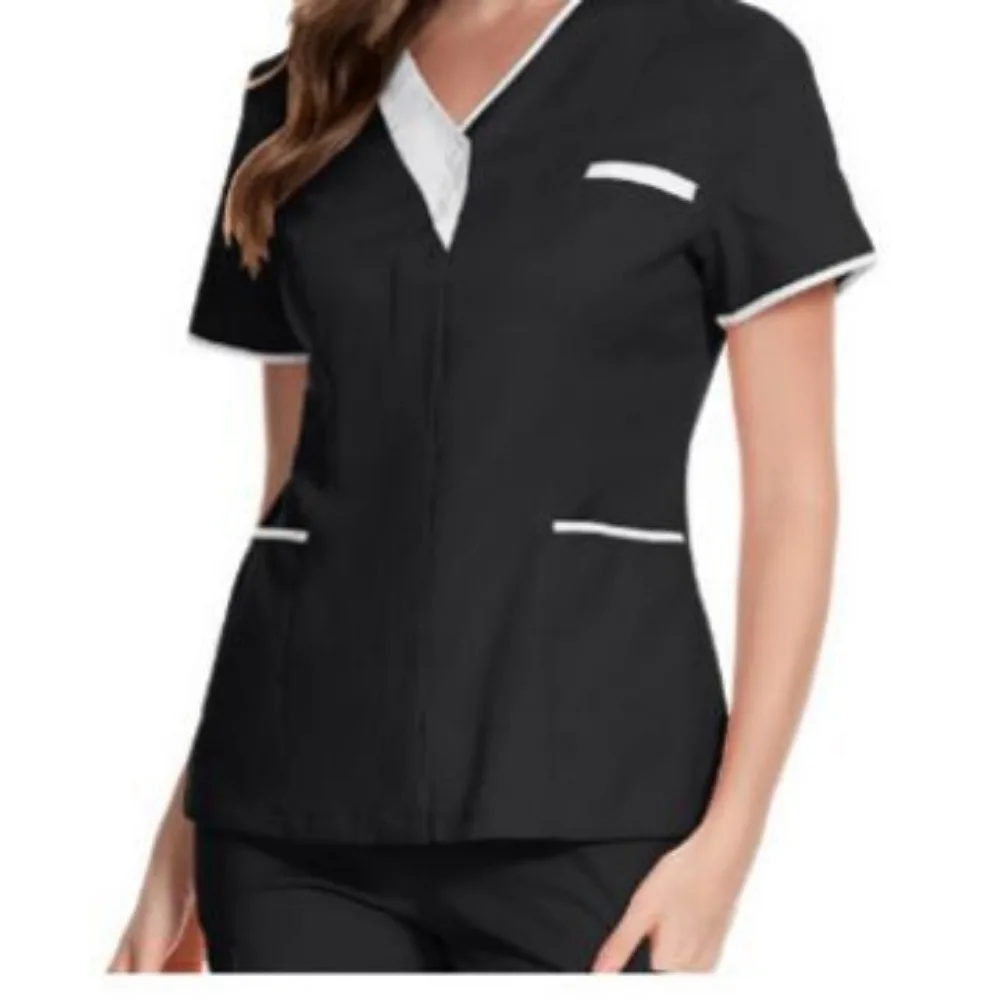 2024 New Hospital Hand Washing Clothes Tops Pure Cotton Skin Friendly Nursing Work Clothes Tops Waiter Uniform Work Clothes