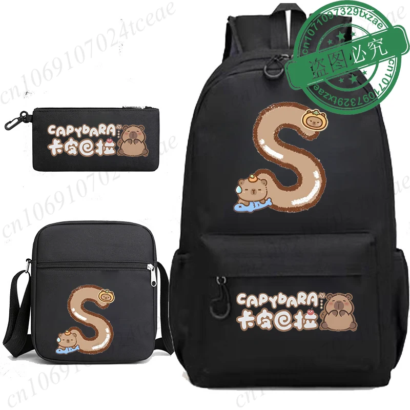 

A-Z Alphabet Capybara Anime Cartoon School Bags for Teenage Bagpack Travel Knapsack Bag School Backpack for College Students