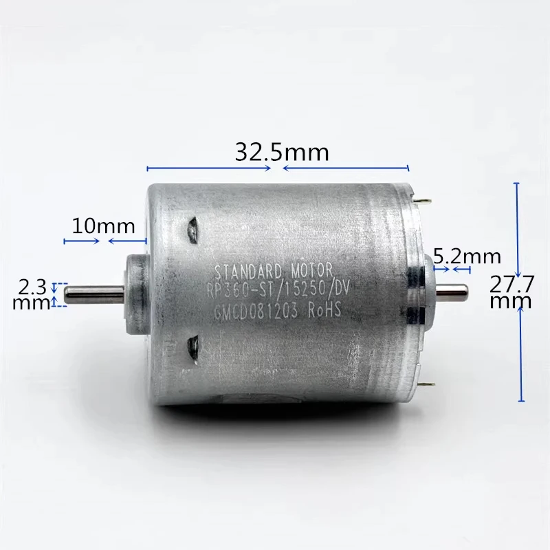 

Standard Motor RP360-ST/15250 Mini RS-360 Motor DC 6V-18V 9800RPM Dual 2.3mm Shaft Micro 28mm Carbon Brush Motor DIY Hobby Toy