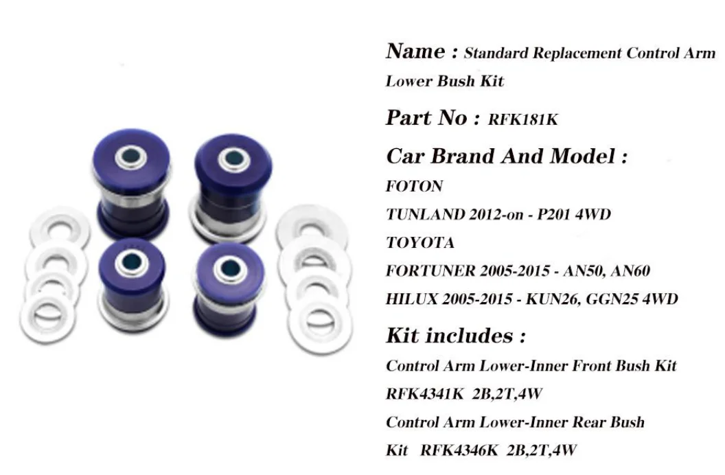 Good quality suspension control arm lower polyurethane bushings kit for toyota HILUX 2005-2015 - KUN26, GGN25 4WD