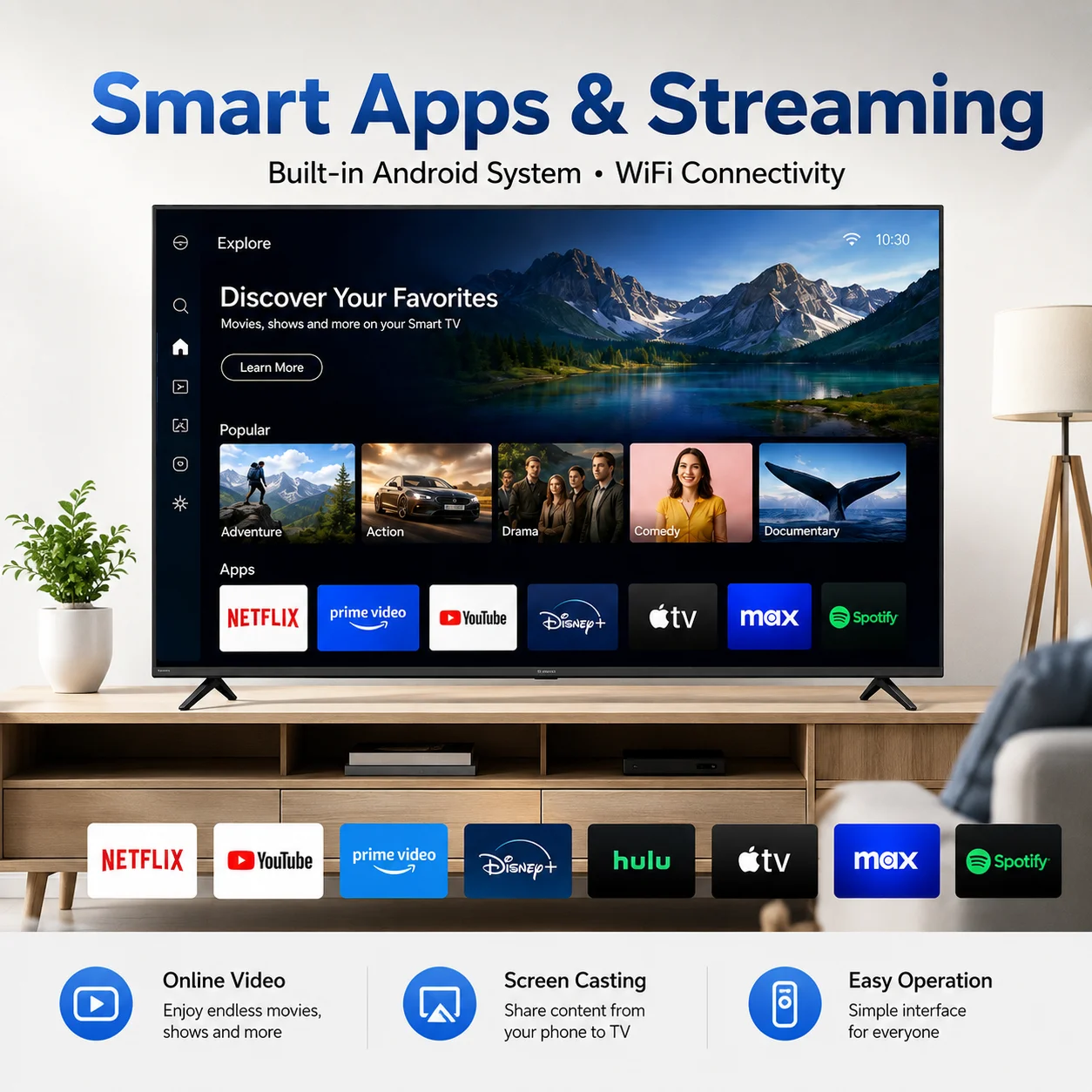 Smart Android TV 43 55 65 75 I - Smart Home Future 评论和价格