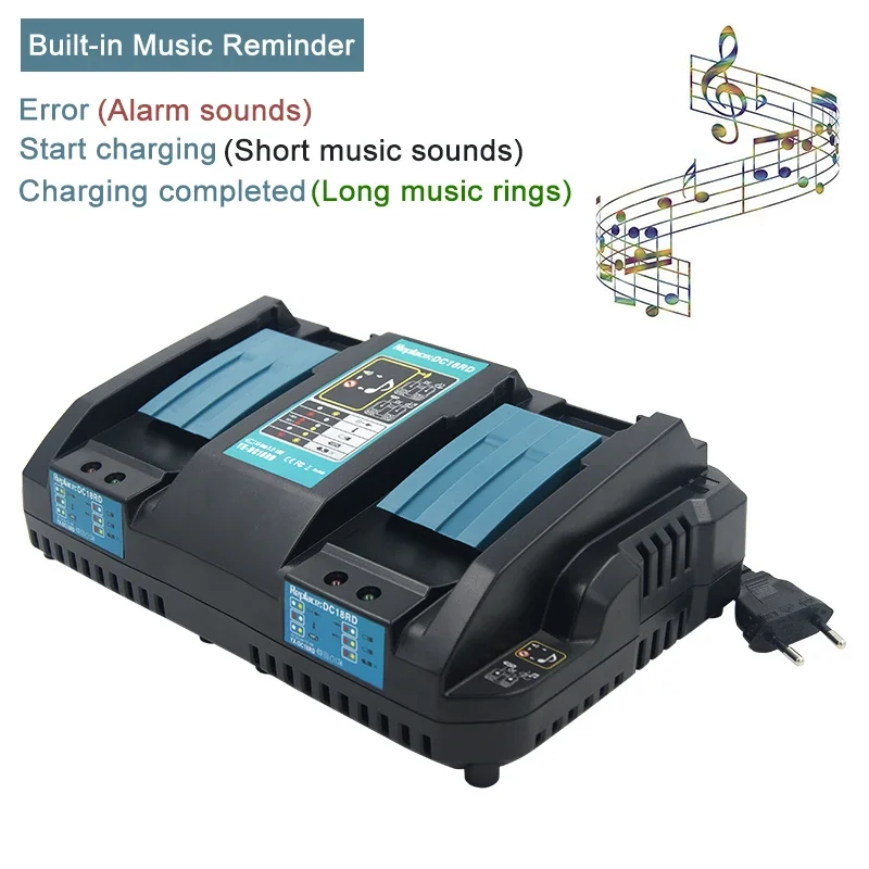 Double Battery Charger for Makita 14.4V 18V DC18RD DC18RC BL1860 BL1850 BL1830 4A Power Tool EU Plug 1pcs USB Adapter for phone