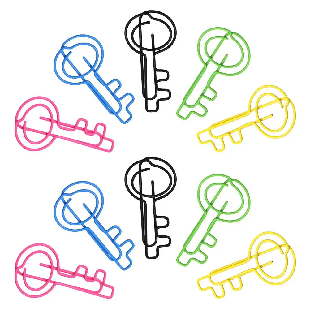 50 قطعة مشبك ورق مفتاح لطيف على شكل مقاطع مخطط سلك ديكور مكتب المرجعية دبابيس ورق الجدة