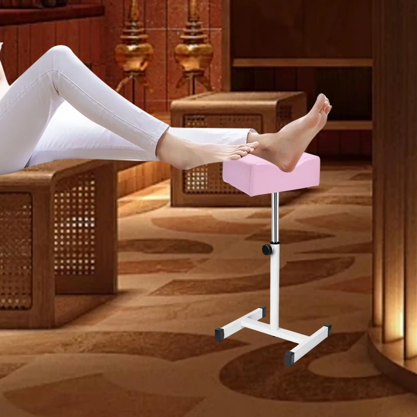 Technician Stand Stool Adjustable 40.5cm-66cm Pedicure Foot Rest Sturdy with Soft Cushion for SPA