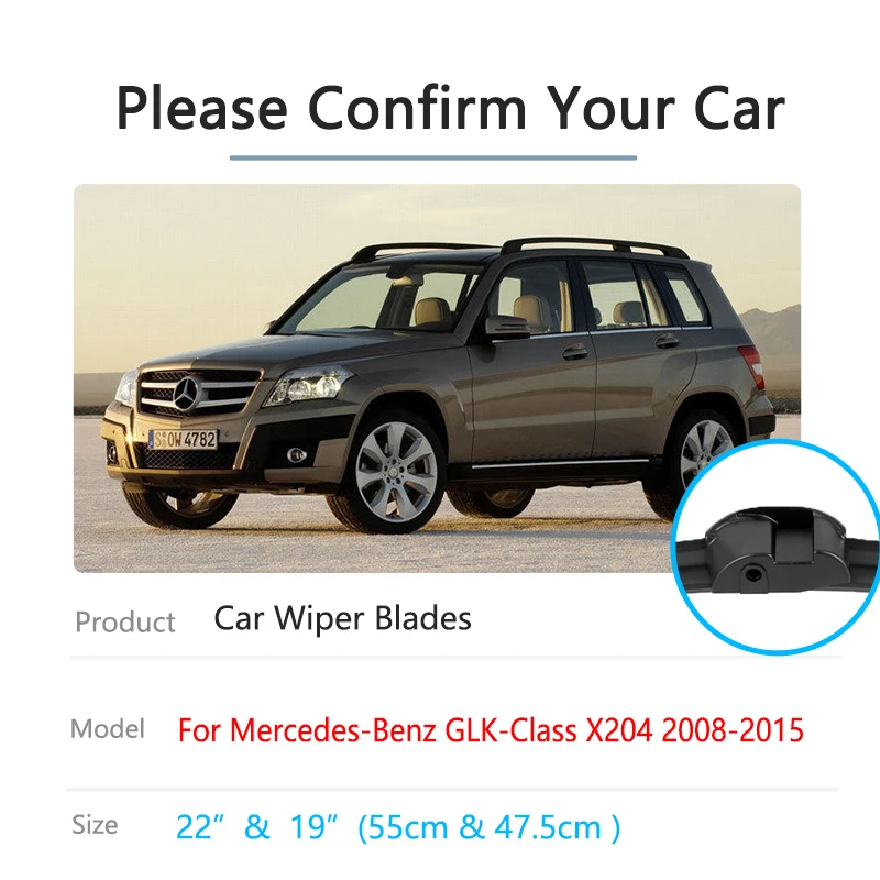 For Mercedes-Benz GLK-Class X204 2008~2015 Car Front Wiper Blades Window Rubber Windshield Windscreen Brushes Auto Accessories