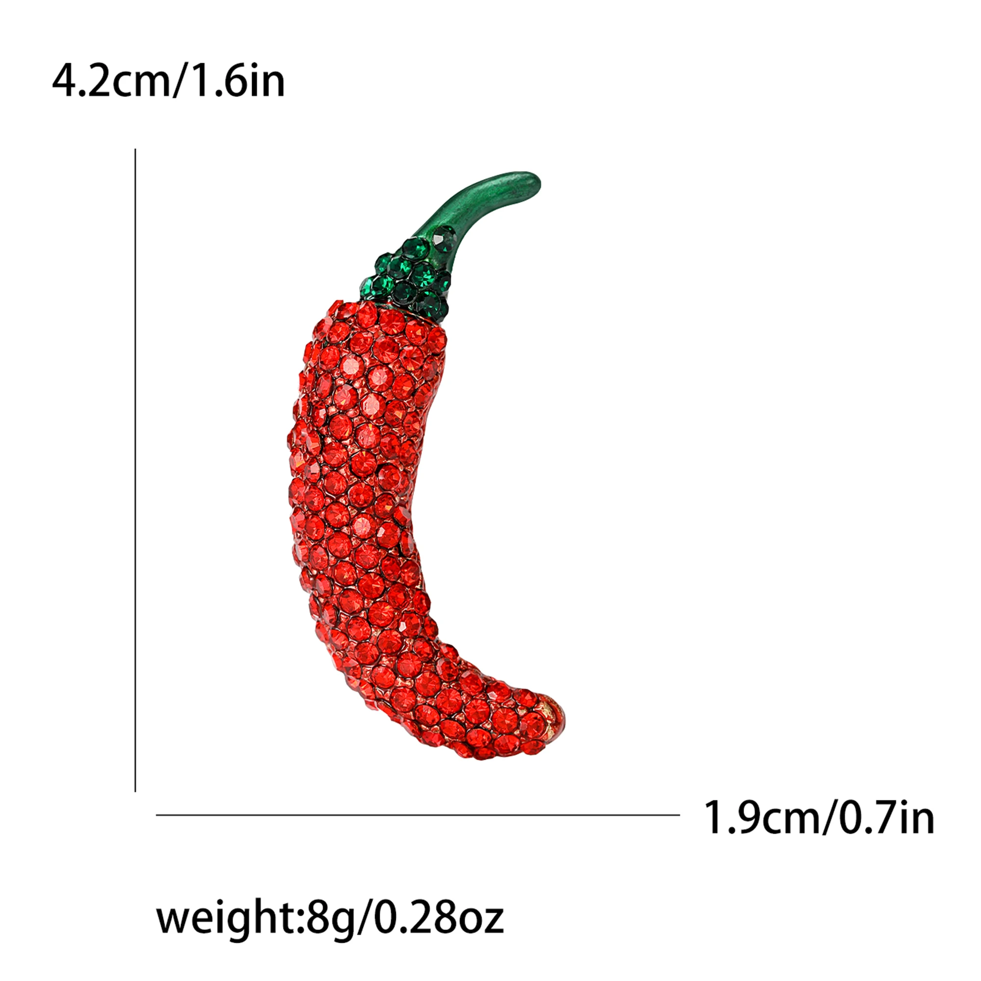 Beaut&Berry Trendy Luxury Rhinestone Chili Pepper Brooches Unisex Plant Pins Sweater Jacket Office Party Casual Accessory Gift