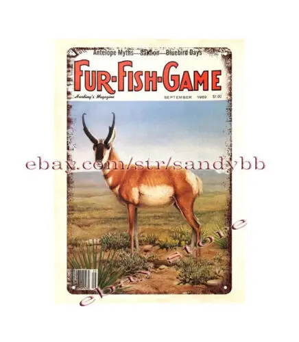 hanging poster cafe bar 1982 fishing hunting trapping deer metal tin sign-Aluminum