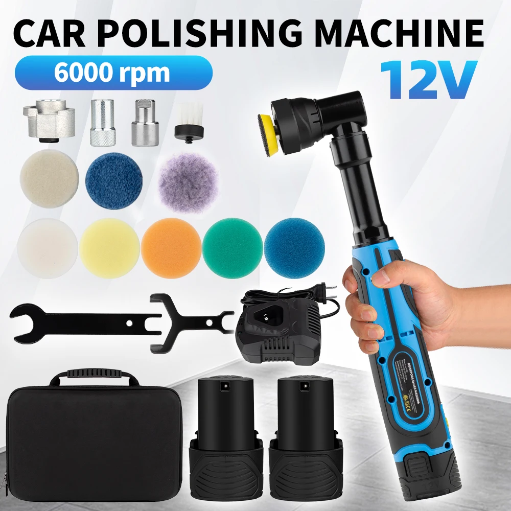 

HILDA Electric Polisher 2 Inch Cordless Polisher 12V Adjustable Speed Car Furniture Polishing Tool Machine Durable Battery