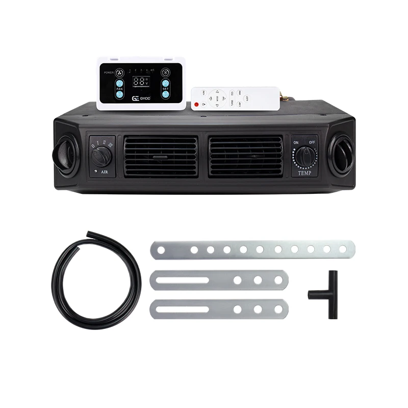 Universal A/C Add-On Under Dash Evaporator Assembly Unit Air Conditioner Heater 24V 12V Mini Bus Truck Van Street Red Rod