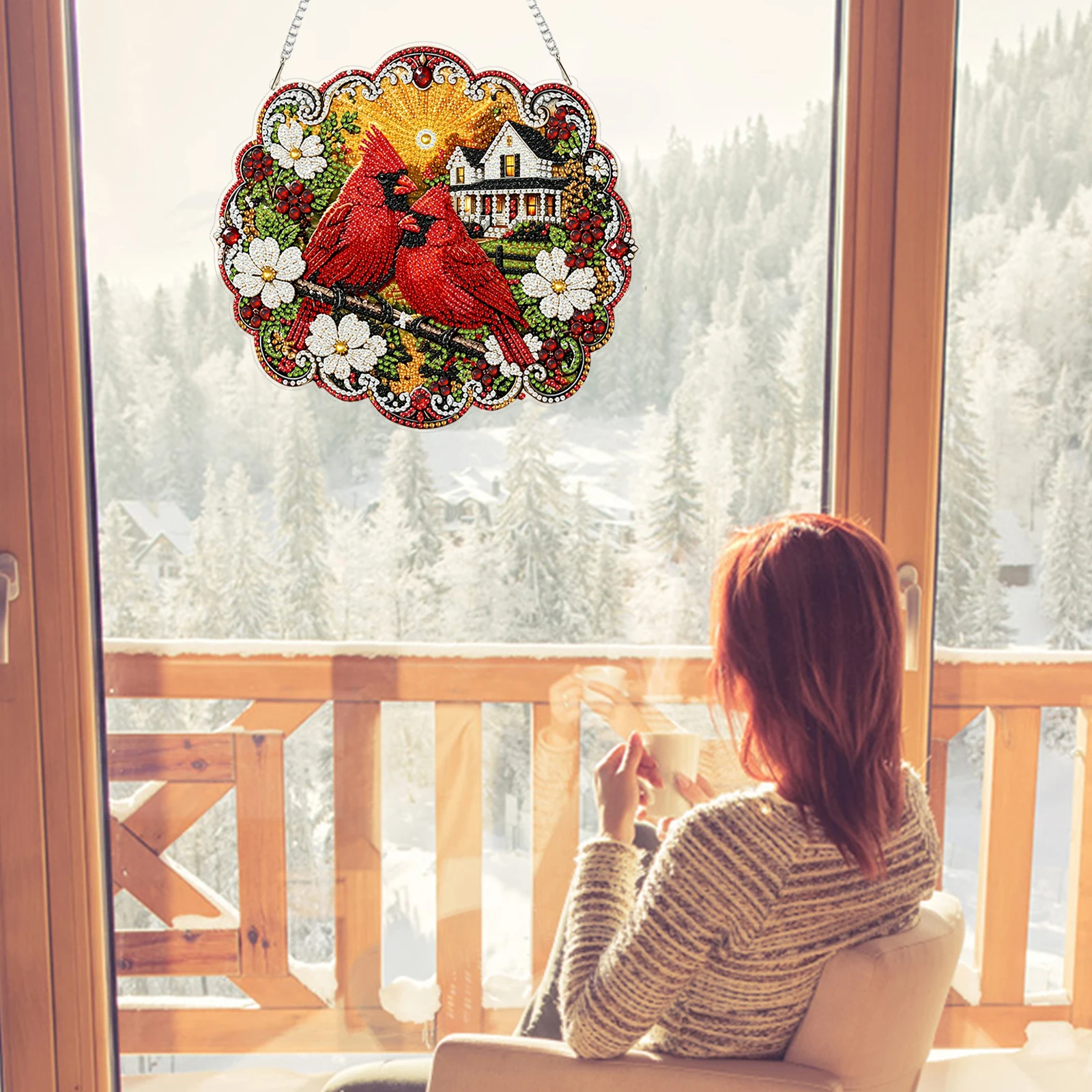 24cm DIY Diamond Painting Hanging Ornament Double Sided Crystal Drill Art Decor Kit Set