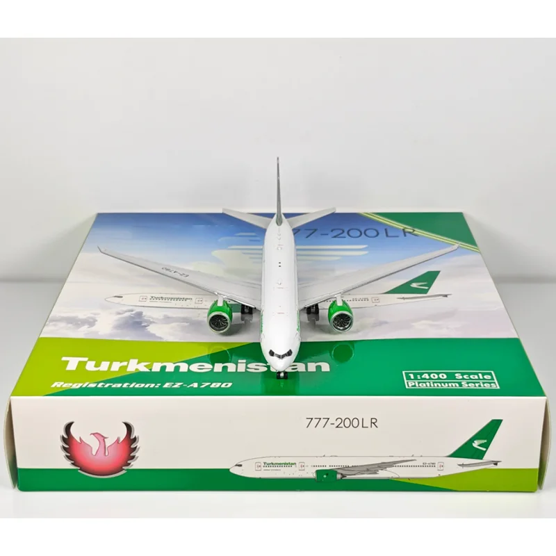 Phoenix Turkmenistan Airlines B777-200LR EZ-A780 Di-Cast-Legierungsflugzeugmodell im Maßstab 1:400, dekorativer Sammlerstück