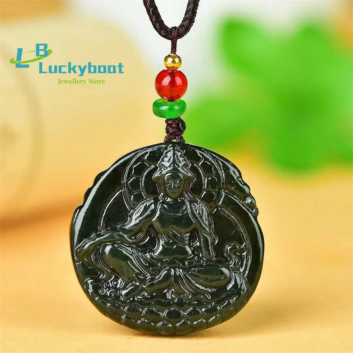 Natural Hotan Jade Auspicious Guanyin Pendant Simple and Generous Personality Fashion Versatile for Men and Women