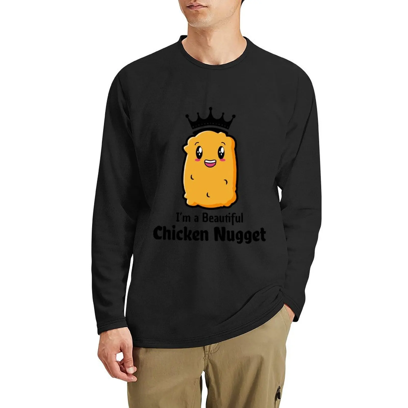 

Chicken Nuggets Fast Food Funny Saying Long T-Shirt cute tops t shirt man t shirts for men pack