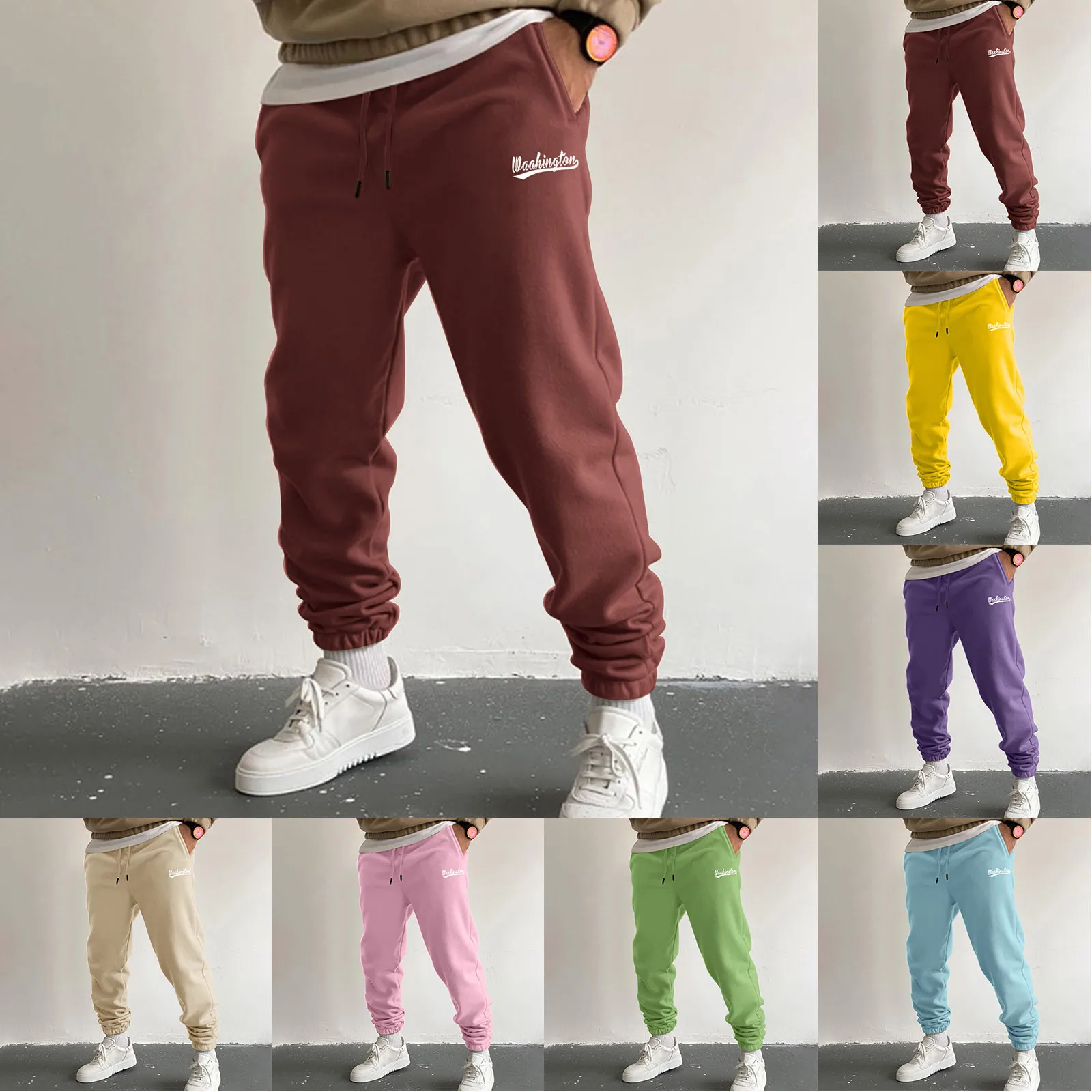 

Men's Autumn And Winter High Street Fashion Pants Loose Drawstring Sports Running Trousers Solid Colour Casual Sweatpants