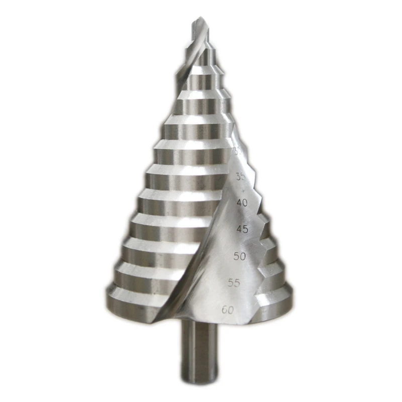 6-60mm Step Drill Bit Spiral Groove Pagoda Hole Cutter Metal Sheet Cone Drill Bit Triangular Shank Step Hole Opener Reamer