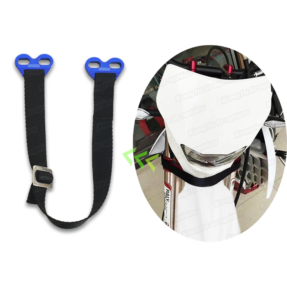 JY Racing Motorcycle Front Strap Pull Sling Adjustable Belt for KTM EXC SX Yamaha WR YZF WRF Motocross Enduro Blue