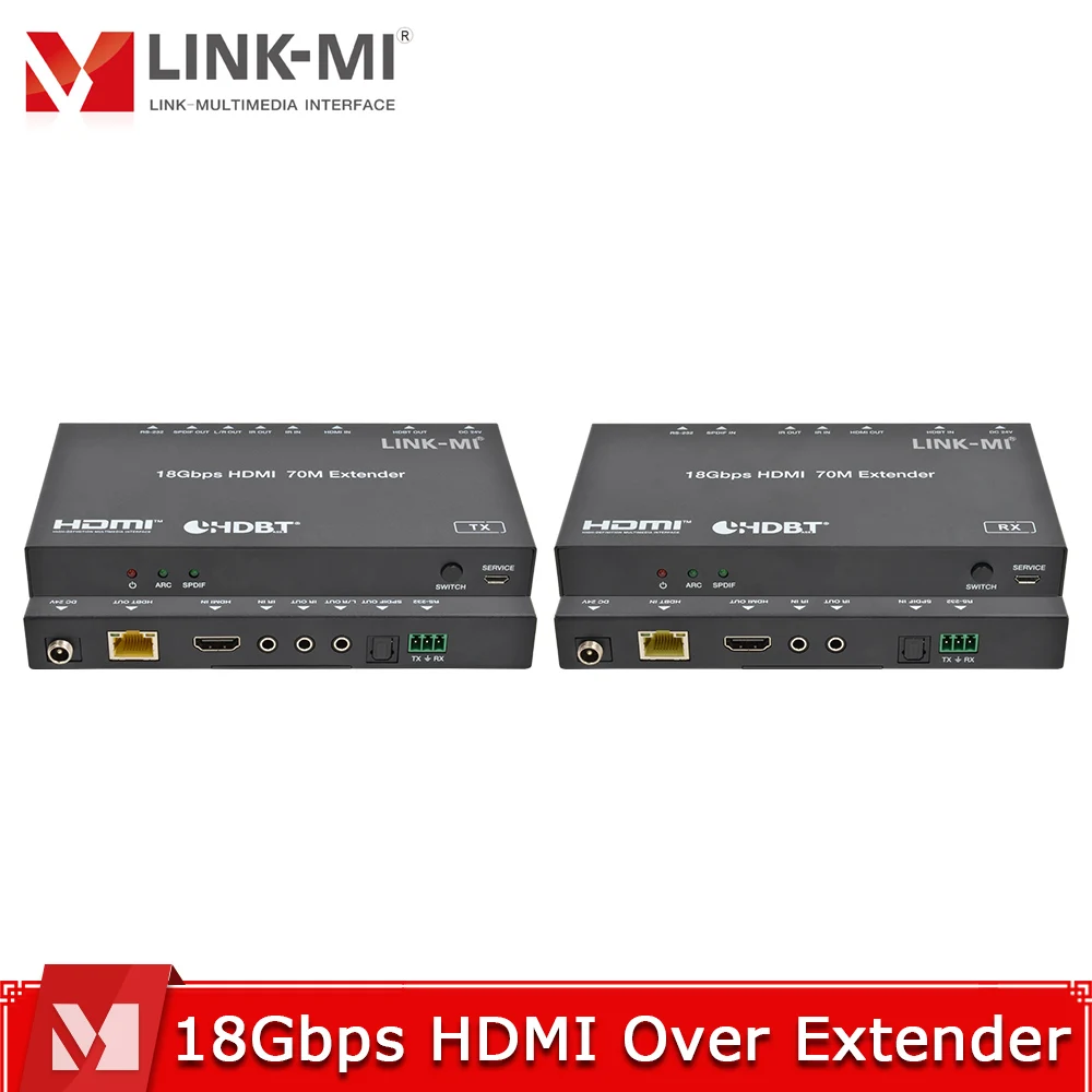

18Gbps HDMI2.0b HDBaseT Extender ARC/Bi-IR/RS-232/CEC - 4K@60Hz YUV4:4:4, 70m(1080P)/40m(4K), PoC, HDCP2.2/1.4, HDR
