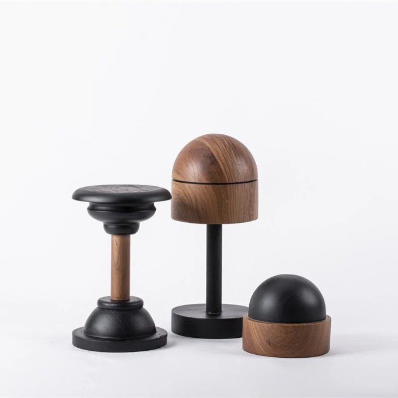 

Wooden texture retro two-color hat support creative home