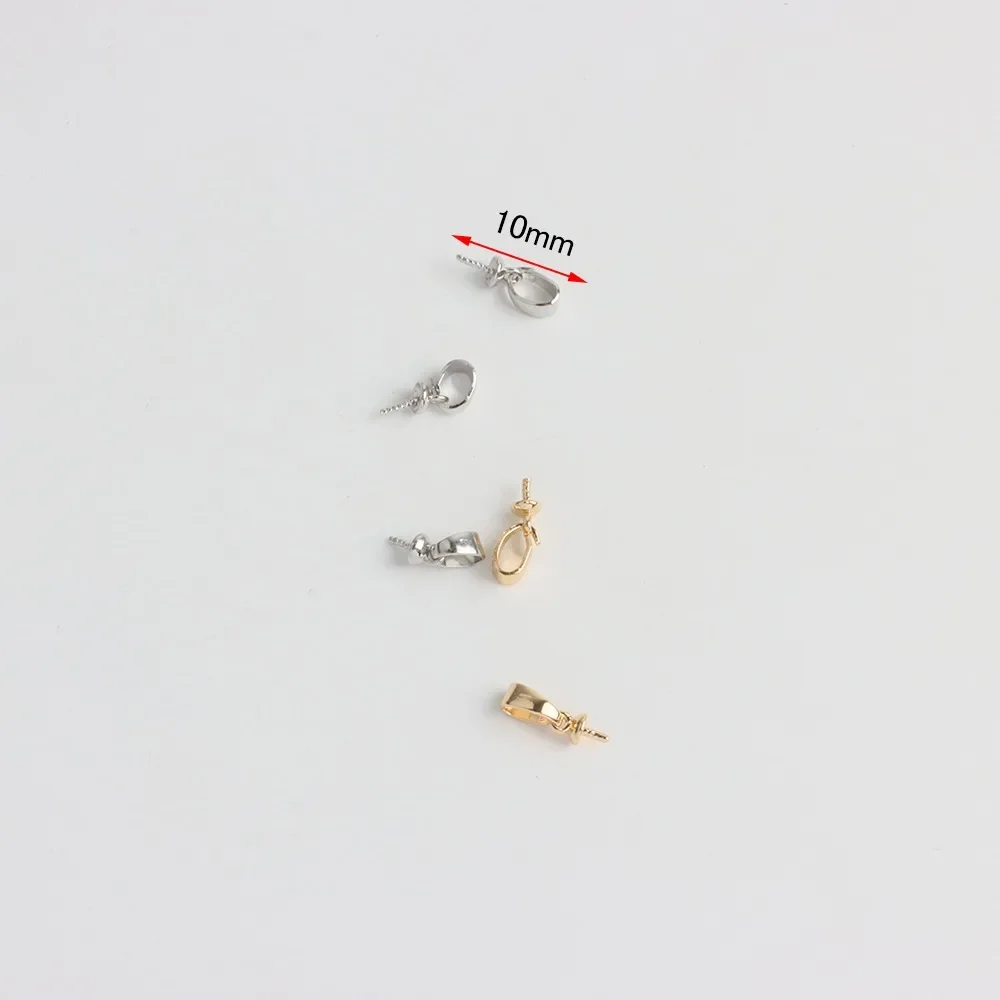 18K Copper-plated Gold Color Simple Pendant Button Head Melon Seed Buckle Half-hole Pearl Empty Tray DIY Accessories Jewelry