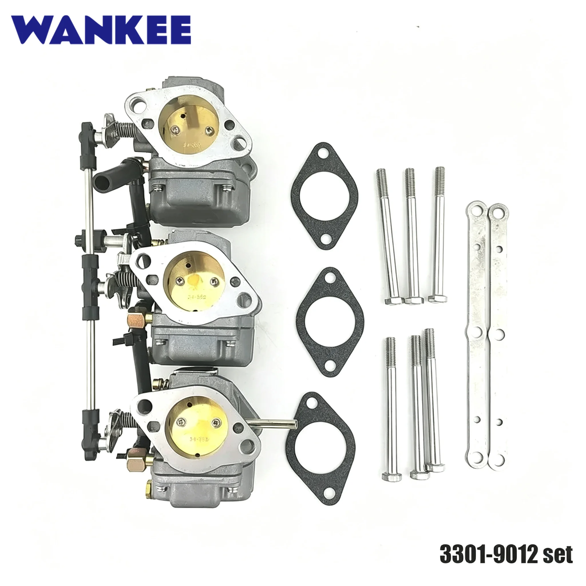 Carburetor Kit 3301-9012 for Mercury Mariner 70 75 80 90HP 3 Cylinder 2 Stroke Outboard 824854T9+824854T10+824854T11