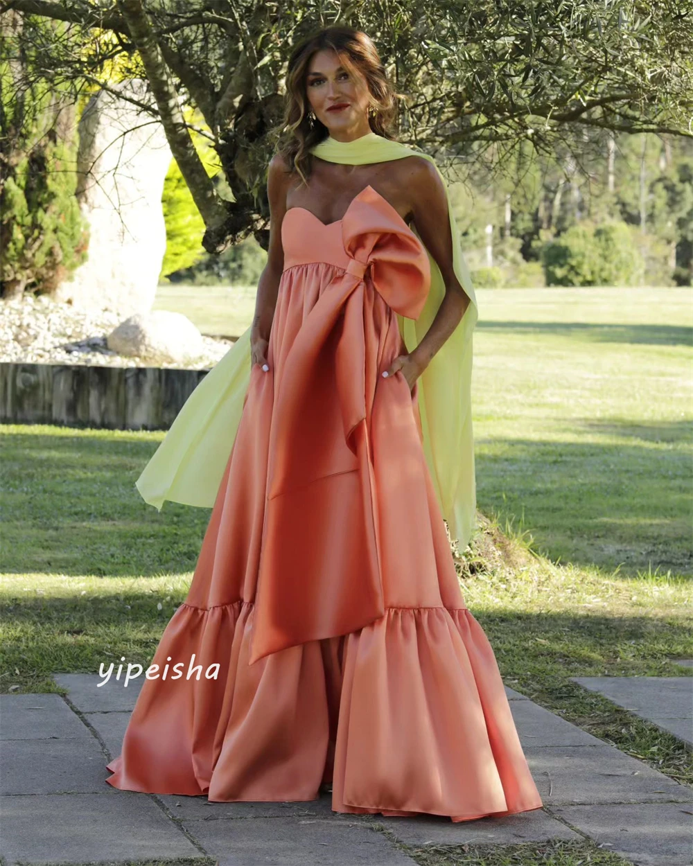 Satin Draped Pleat Ruched Quinceanera A-line Strapless Bespoke Occasion Gown Long Dresses