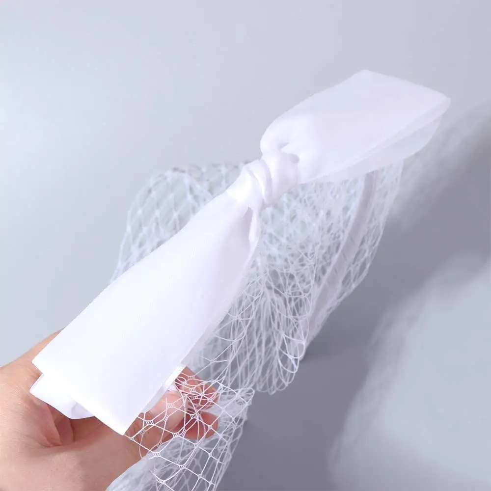 رائعة النمط الفرنسي حجاب العروس أنيقة عقدة من الساتان أغطية الرأس الزفاف الأبيض الجنية الزفاف عقال إكسسوارات الشعر #2