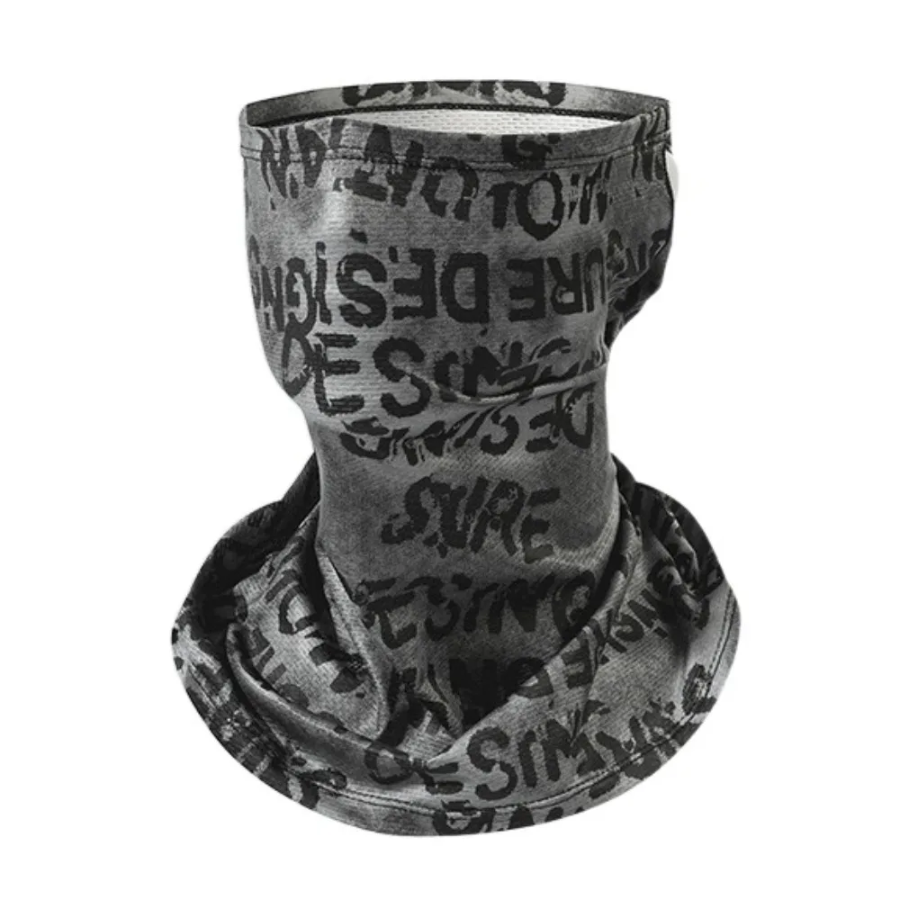 

English Graffiti Sunscreen Face Mask Shading Breathable Riding Mask Personal Thin Ice Silk Face Towel Sports
