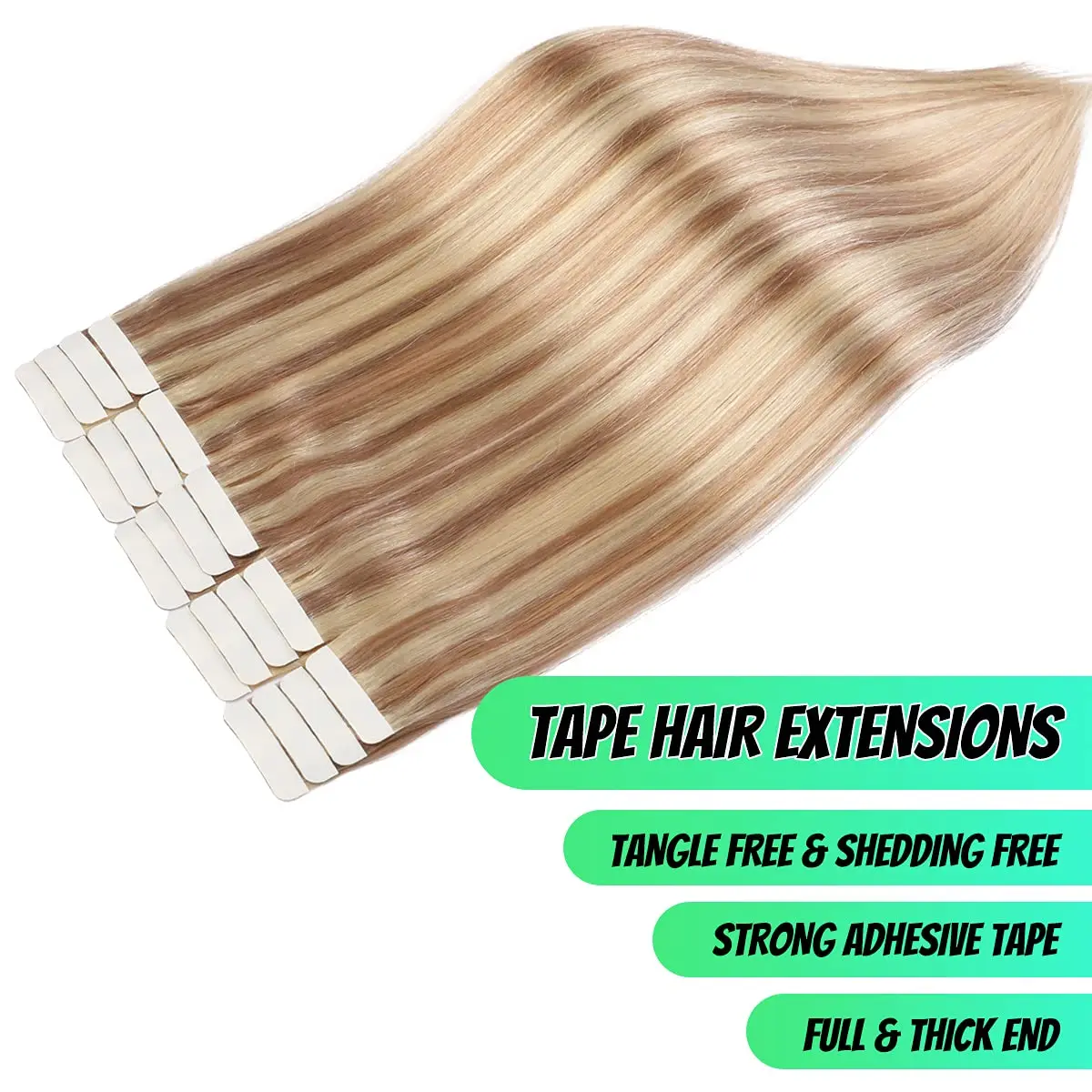 

Tape in Hair Extensions 18 Inch Tape Remy Hair Extensions 50 Grams Straight Tape Extensions Color #p8/613 Seamless Tape in Hair