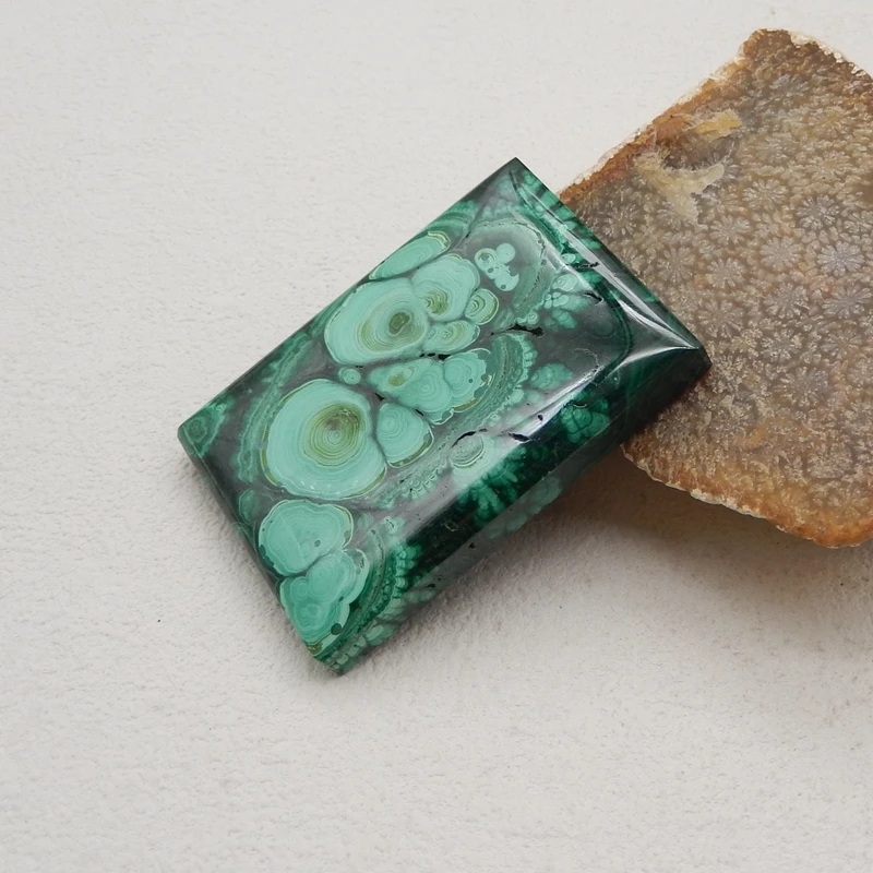 Natural Stone Malachite Cabochon,DIY Jewelry Making Pendant Accessories Free Drilling 51x38x7mm 48g