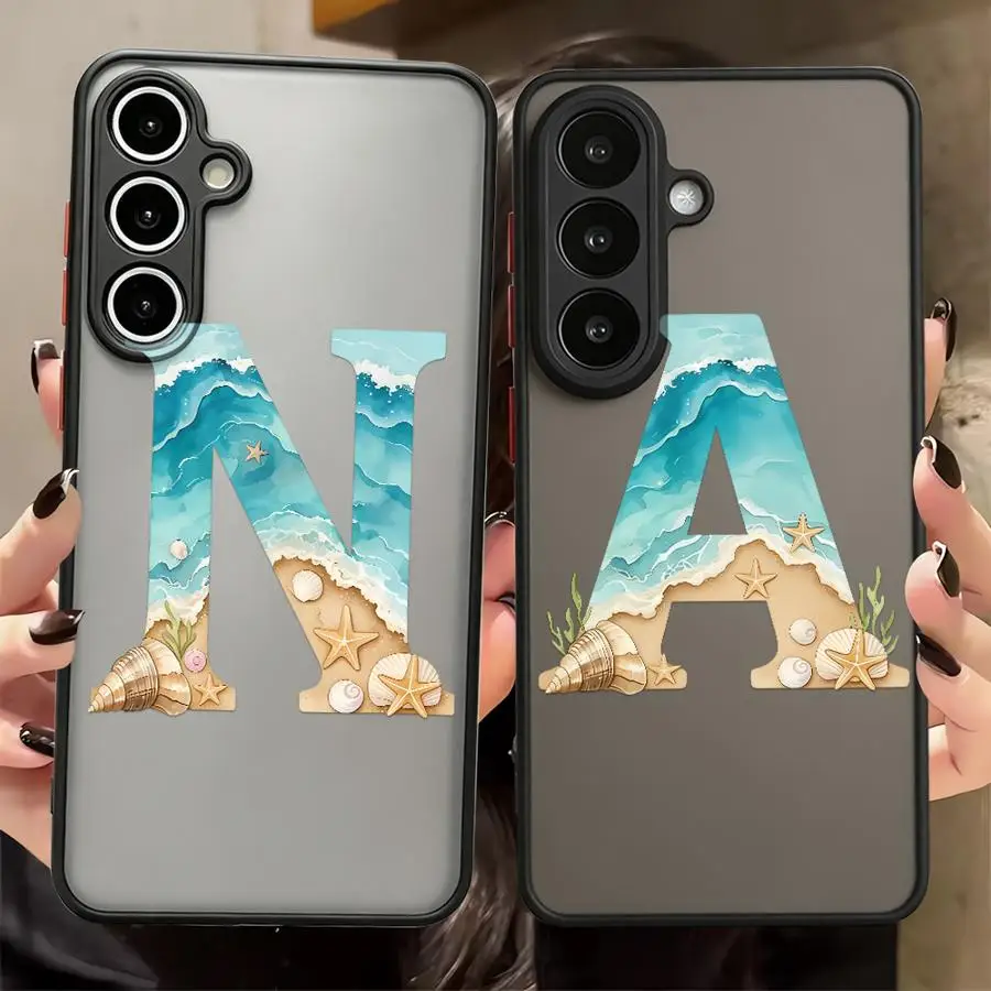 Case for Samsung Galaxy A52S A72 A34 A36 A17 A52 A53 A54 A16 A15 A14 A23 A37 A56 A55 A73 A57 Phone Cover Beach Letter A N