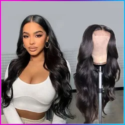 Premium Natural Black Wavy Synthetic Wig for Women Middle Part Curly Natural Looking 22 Inch Long Full Volume