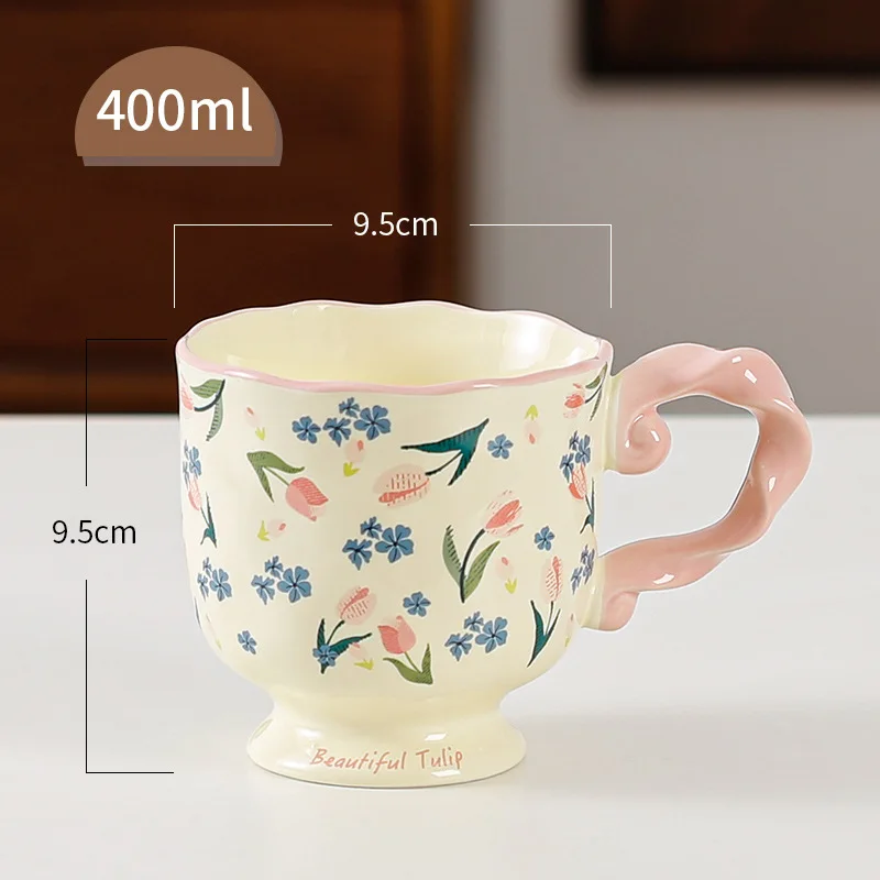Keramikbecher, Kaffeetasse, hochwertige Blumenbecher, unterglasierte farbige Wasserbecher, tägliche Kaffeetasse für den Haushalt für Frauen, Tassen, Teetasse